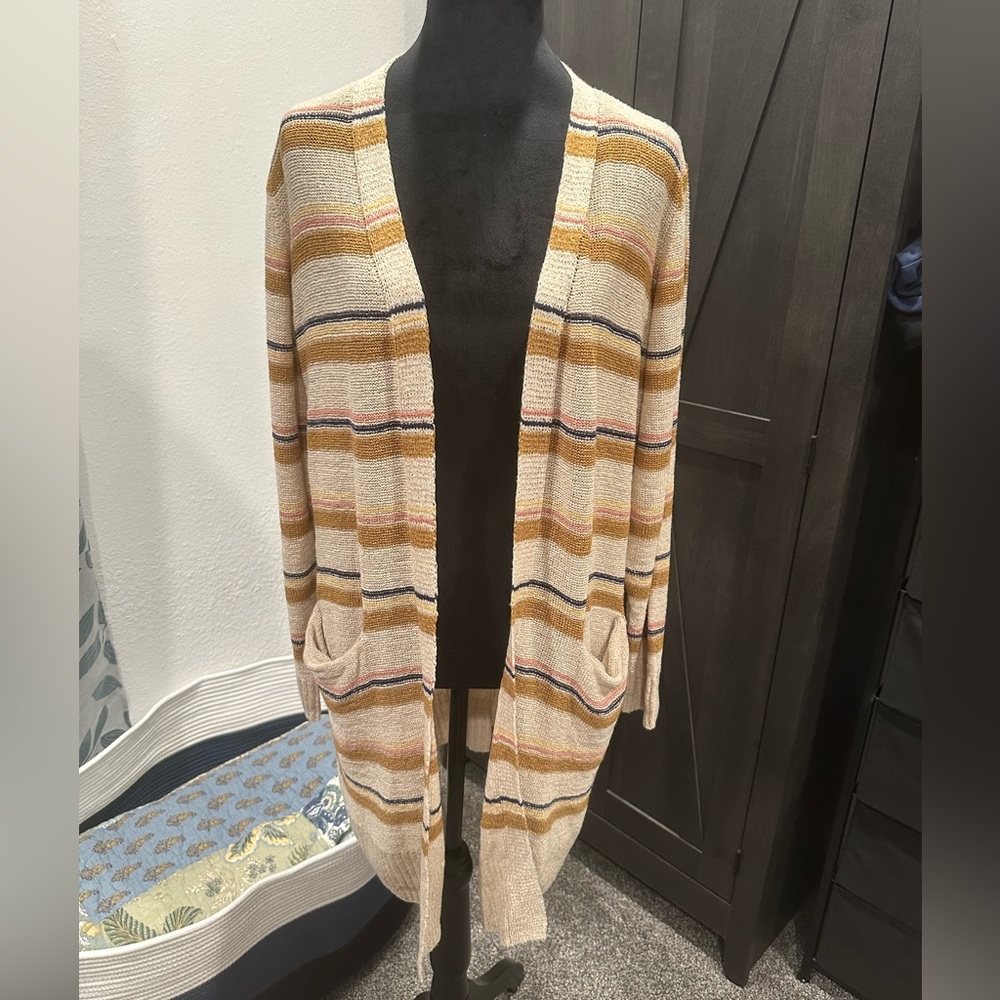 Maurices Multicolor Striped Open-Front Cardigan